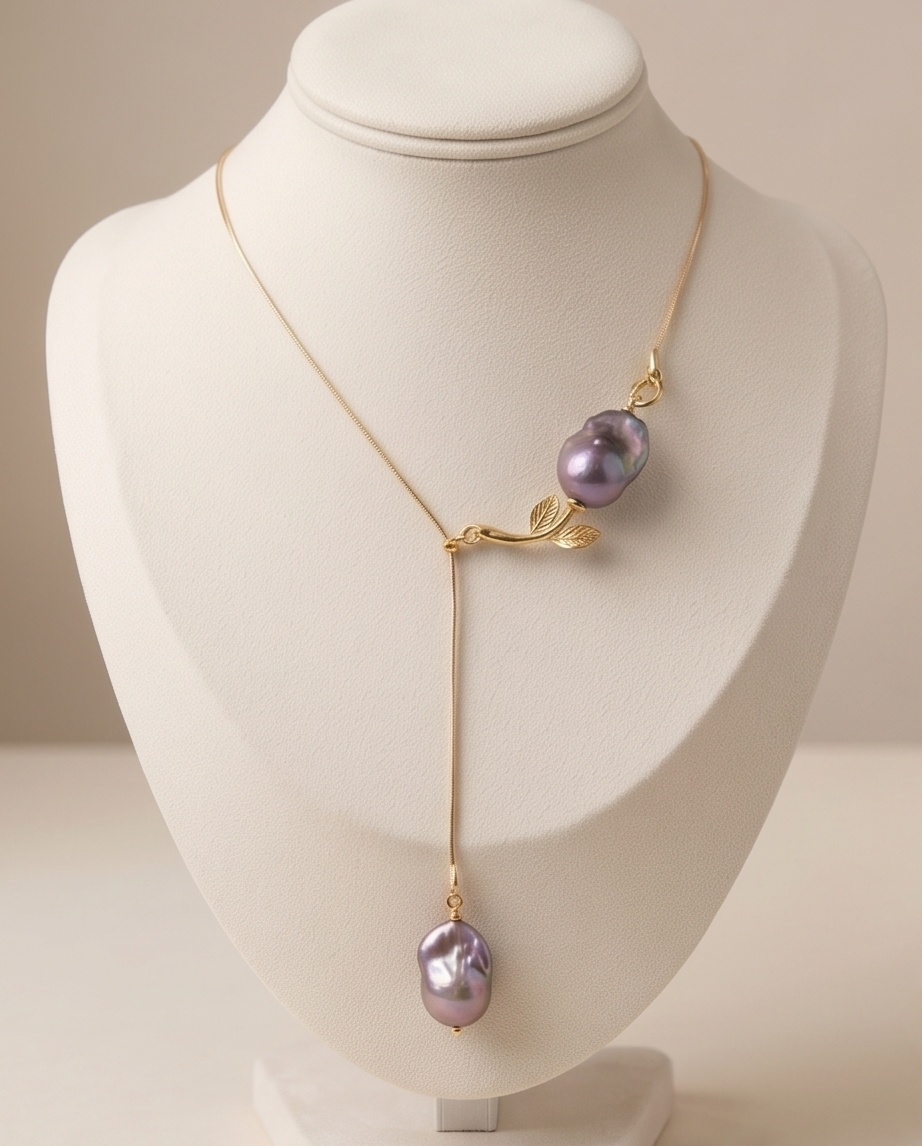 Nature’s Elegance Freshwater Baroque King Pearl Lariat Necklace