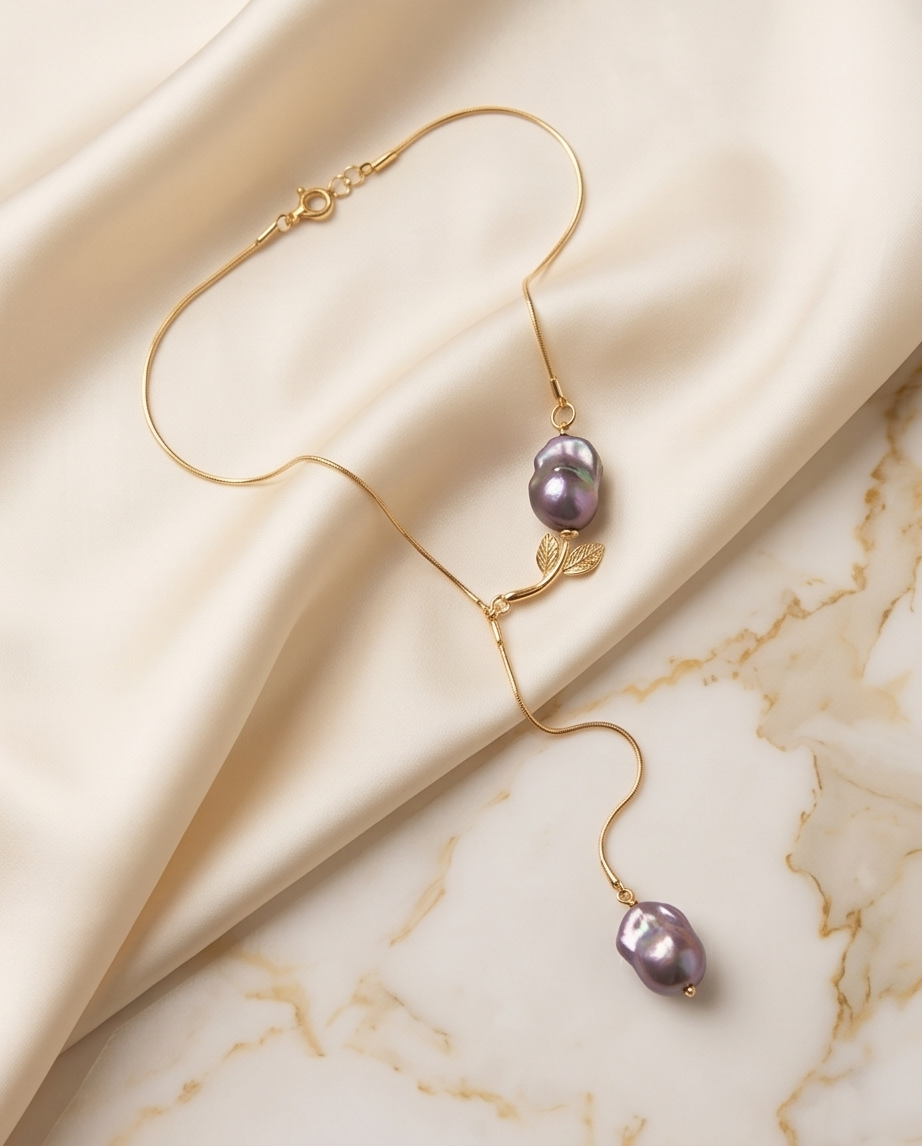 Nature’s Elegance Freshwater Baroque King Pearl Lariat Necklace