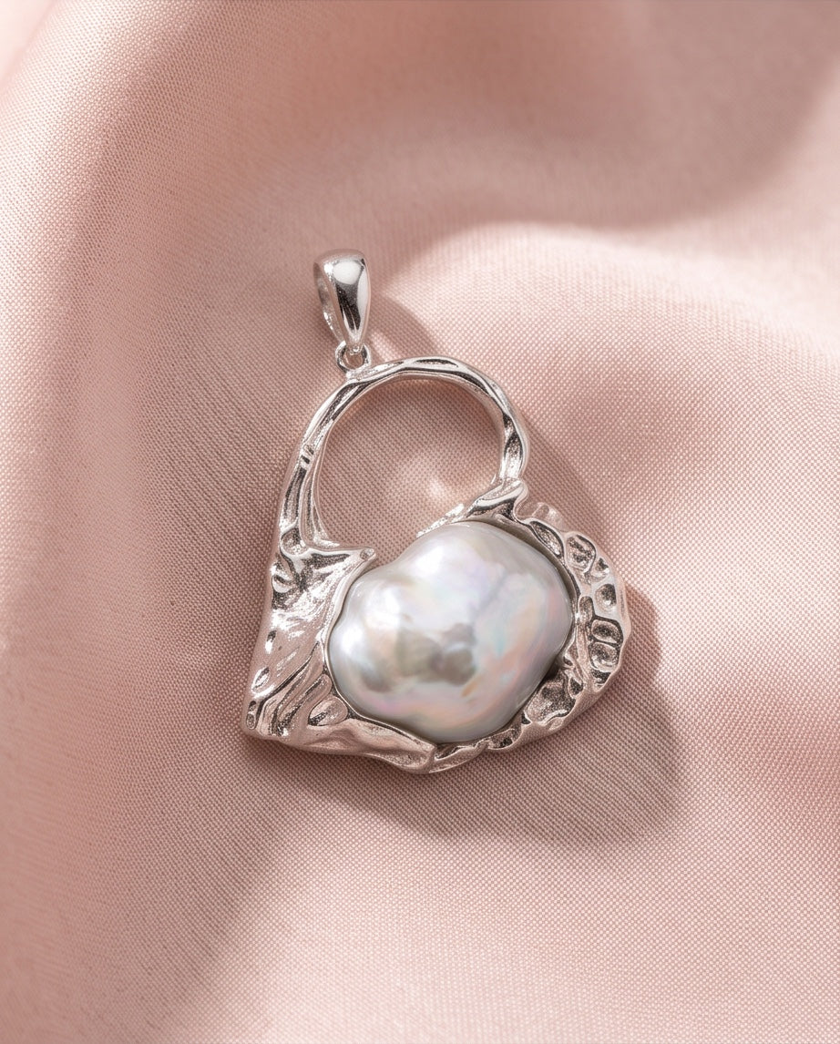 17 x 20 mm Australian White Blue Blood South Sea baroque pearl S925 pendant