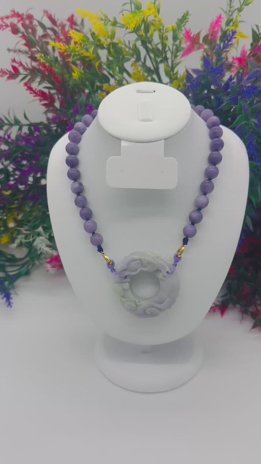 Purple jade necklace with pendant